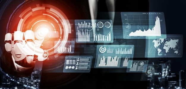Machine learning applications display featuring intelligent systems and neural networks